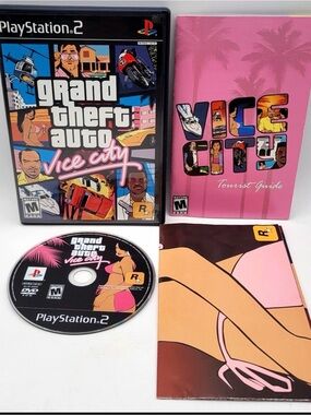 Sony PlayStation 2 Grand Theft Auto: Vice City Manual, Poster Map, Case and disc